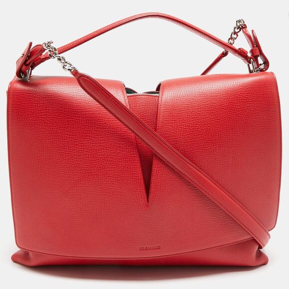 Jil Sander Handbags - Jil Sander Red Leather Cut Out Top Handle Bag